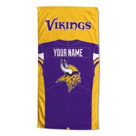 [Personalization Only] OFFICIAL NFL Jersey Personalized Beach Towel - Minnesota Vikings