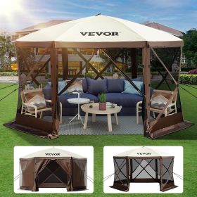 VEVOR Camping Gazebo Tent, 10'x10', 6 Sided Pop-up Canopy Screen Tent for 8 Person Camping, Waterproof Screen Shelter w/Portable Storage Bag