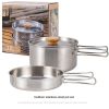 Outdoor hiking 304 stainless steel pot folding handle camping portable frying pan soup pot home picnic cookware set