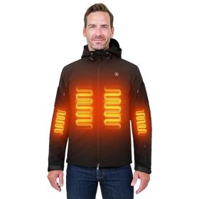 Heated Jacket For Men ANTARCTICA GEAR Winter Coat With 12V 16000mAh Battery Pack, Soft Shell Heating Hood Jacket (Option: Black-M)