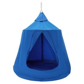 VEVOR Hanging Tree Tent, 330 LBS Capacity Hanging Tent Swing for Indoor and Outdoor Hammock Sensory Swing Chair w/LED Lights String, Inflatable Base (Type: Fully Enclosed, Color: Blue)