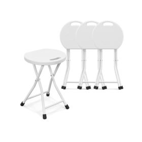 Folding Stool with Built-in Handle for Adults (Color: White)